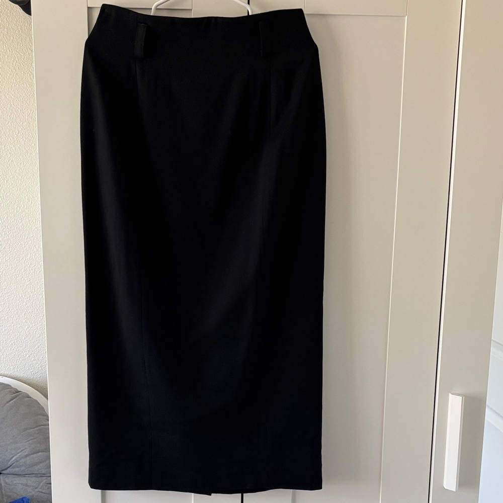 Vintage Classic Black Long Pencil Skirt Professional Style 100% Pure Wool Sz 12